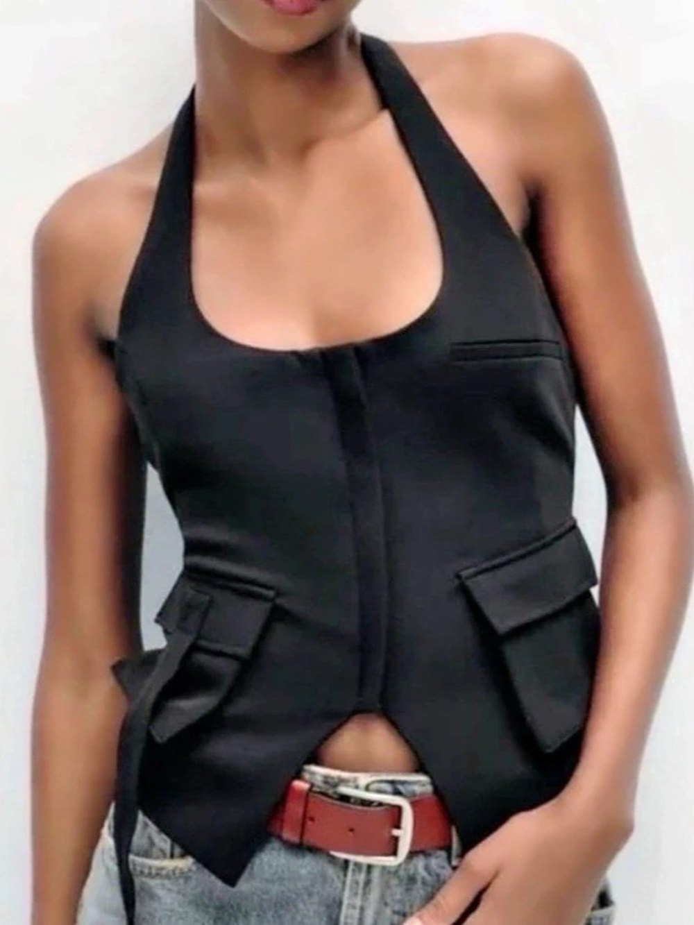 NWOT Zara Black Cargo Halter Vest Top